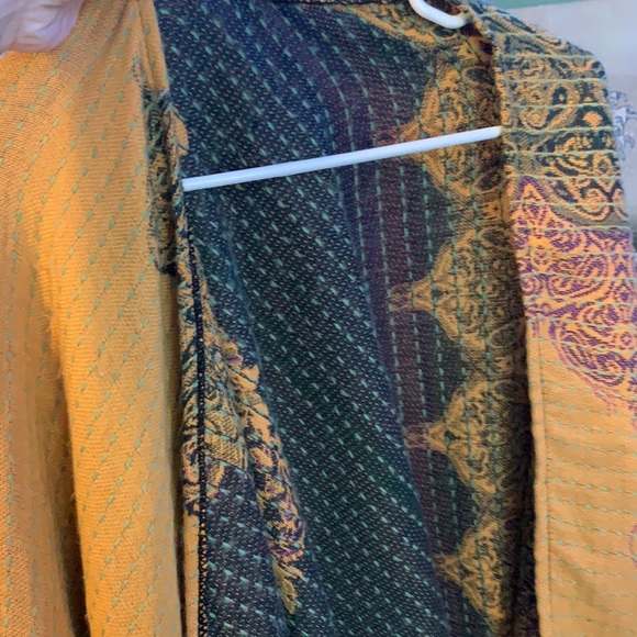 Floral/Patterned Yellow Colored Poncho with String - Picture 2 of 6